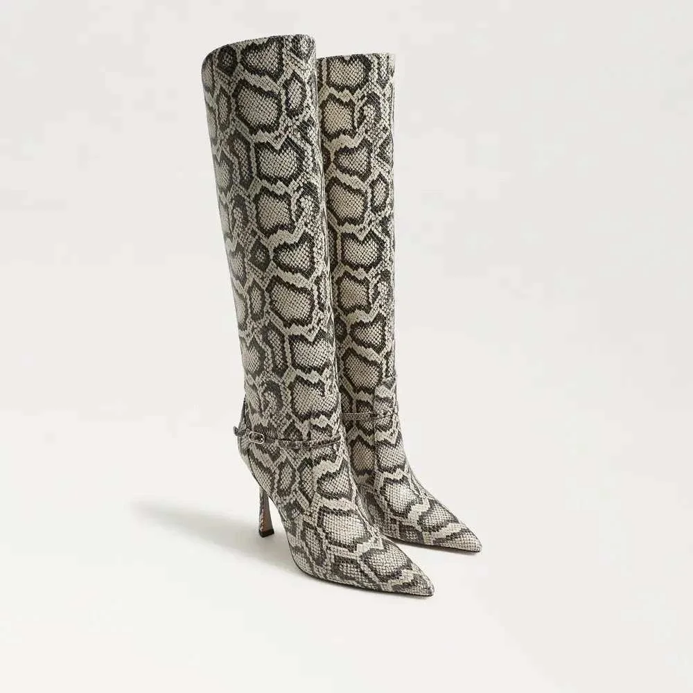 NWT Sam Edelman‎ Elia Snake Print Knee High Stiletto Heel Boots Women US 5.5